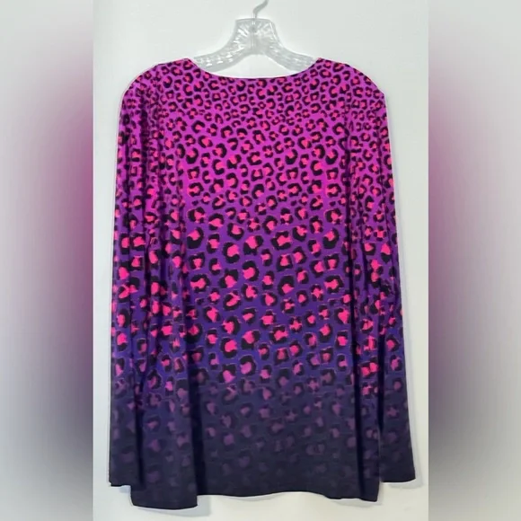 NWT Bob Mackie blouse art to wear leopard print stretchy boho goth whimsical - Picture 2 of 7
